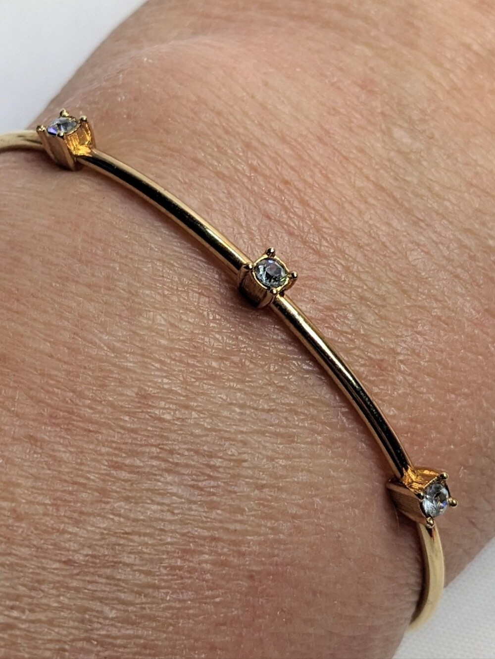 Avon Vintage Rhinestone Trio Cuff Bracelet, Goldtone, Sz 6.75